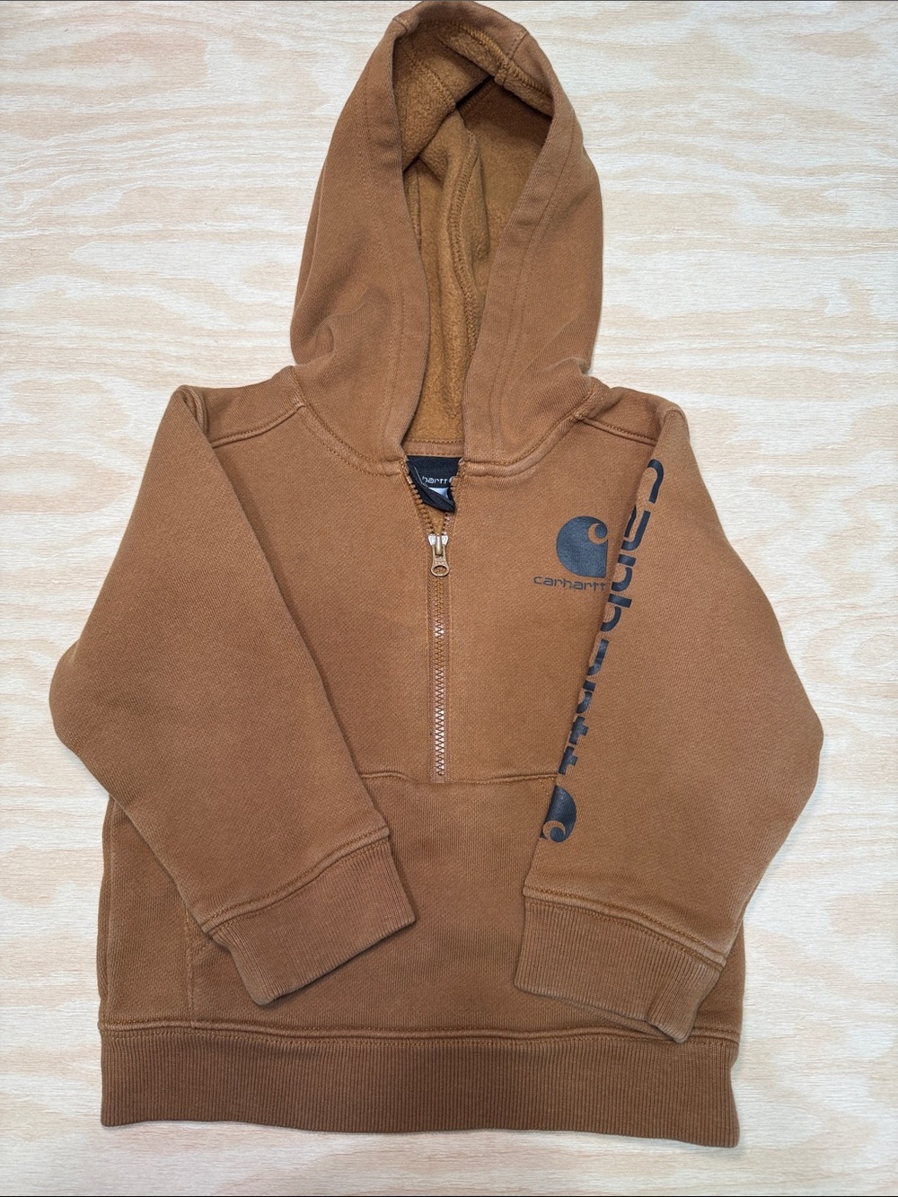 Carhartt Kids' Brown Hooded Half-Zip Sweatshirt